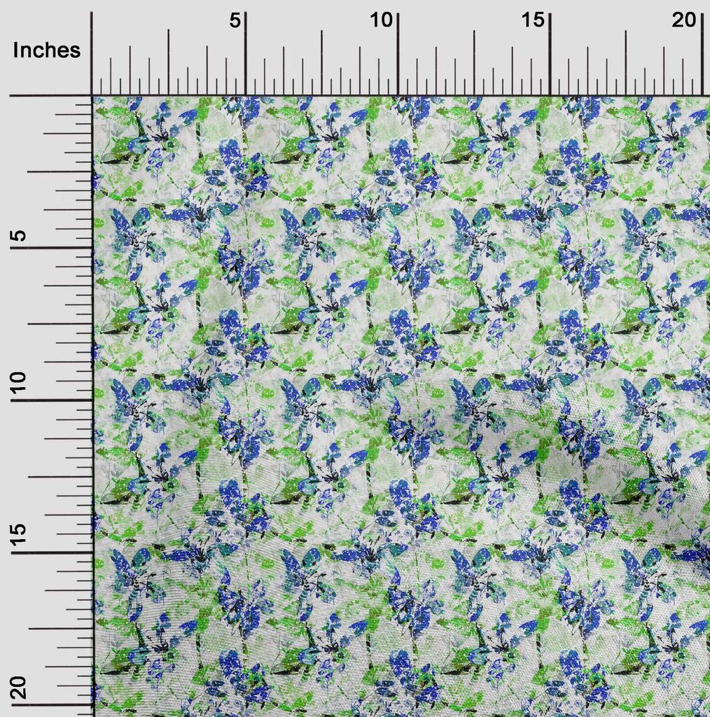 oneOone Cotton Flex Green Fabric Abstract Floral Dress Material Fabric Print Fabric By The Yard 40 Inch