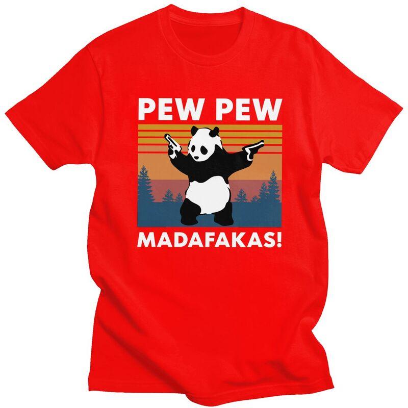 

Custom Pew Pew Madafakas Panda Tshirts for Men Short Sleeve T Shirt Tshirts Slim Fit 100 Cotton Tee Gift S