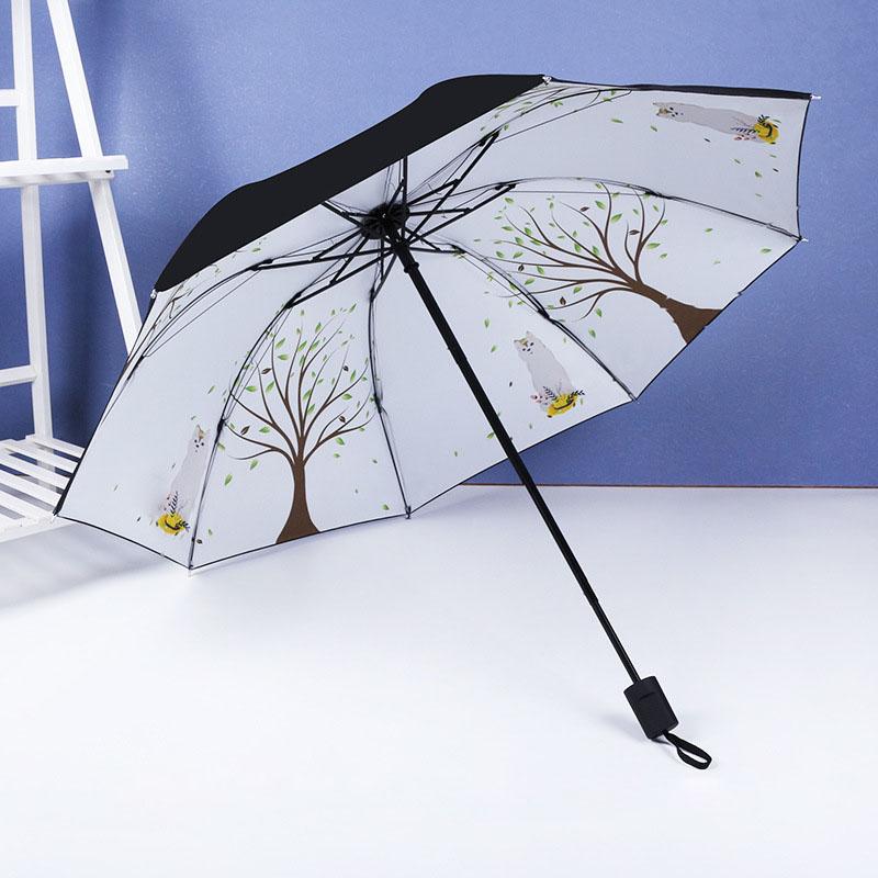 Hand-Painted Floral Umbrella Picture Inside - UPF 50+ Sun & Rain Protection, Folding Compact Parasol for Women & Men, Elegant Gift Idea