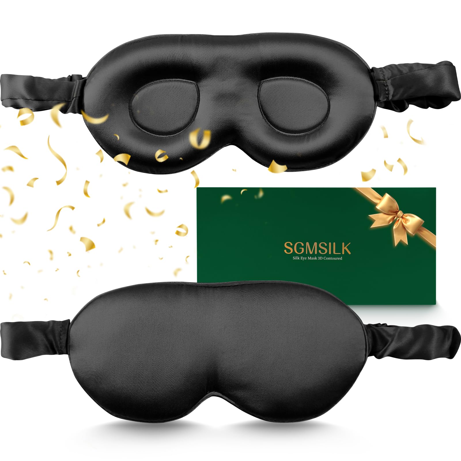 

SGMSILK Eye Премиум 22 момме Натуральный 3D Свет Без регулировки Глаз Шелковая Маска для Глаз Премиум Класса 6A Ультра Стильная Черная Маска, 100% Шелк, Форма, Дышащая, чёрный