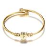 Nextvance Girls Gold Color Stainless Steel Heart Bracelet Bangle with Letter Fashion Initial Alphabet Charms Bracelets for Women
