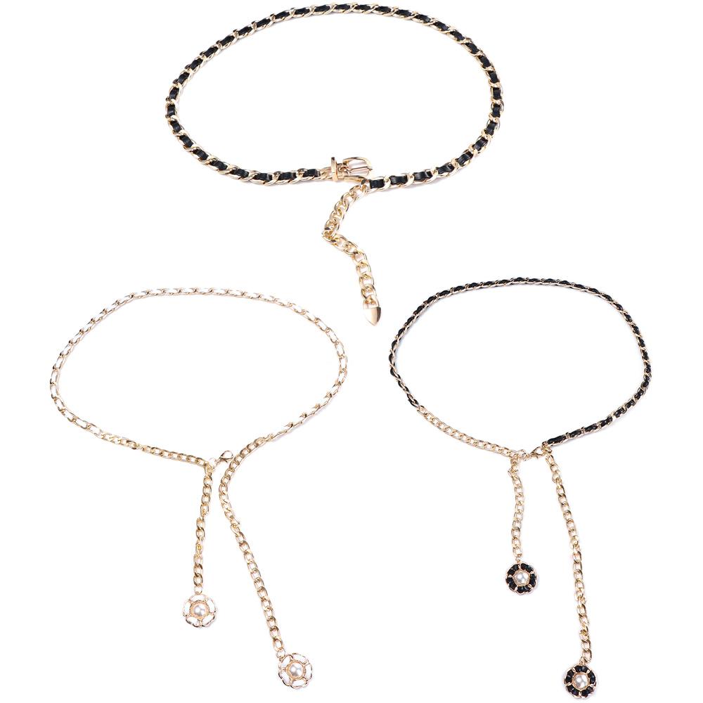 

Элегантный вечерний наряд с кисточками и цветочной цепочкой из искусственной кожи, пояс для женщин в стиле панк B