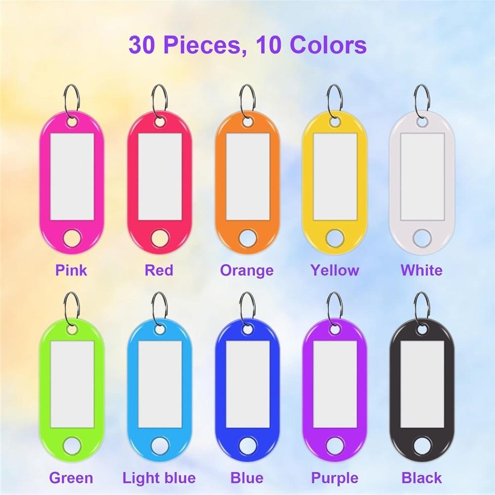 30Pcs Colorful Key Tags With Labels, Plastic ID Tags With Split Rings For Keys, Luggage, Pets