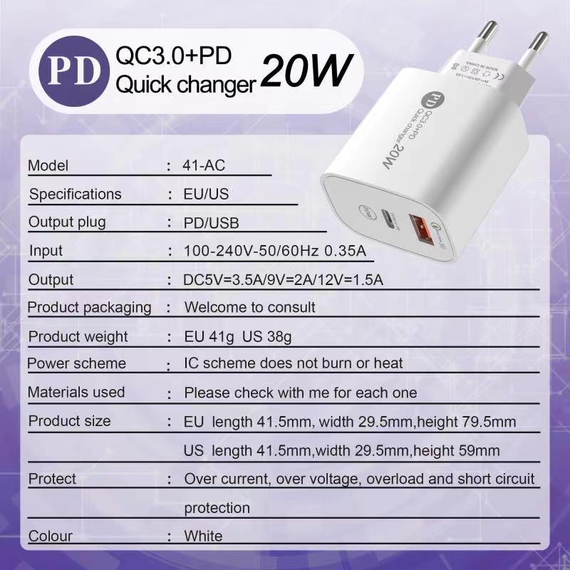 PD20W Dual-Port Charger for Apple Smartphones - Fast Quick Charge