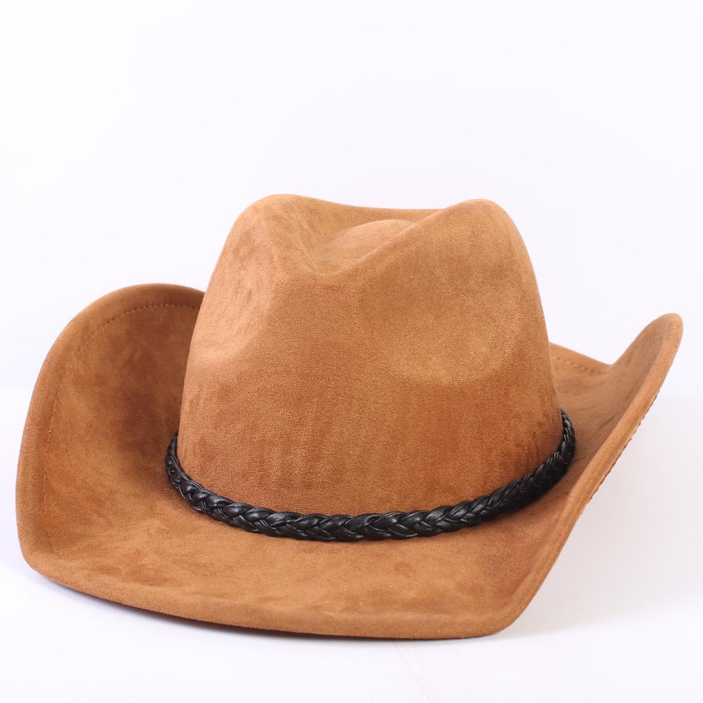 Popular European and American classic suede western cowboy hat, men's and women's fashion big-brimmed top hat shade