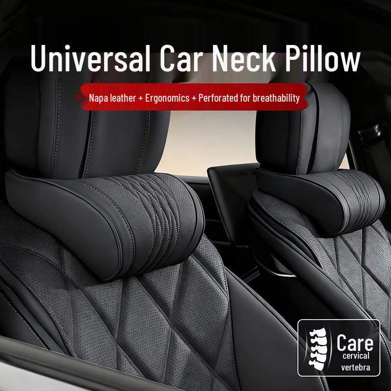 Luxurious Nappa Leather Neck Pillow for Maybach & Toyota Car Seats – Year-Round Comfort
