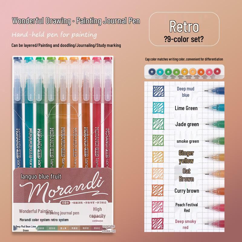 Morandi Color Large Capacity Blue Fruit Journal Pen - Colored Neutral Pen for Note-Taking and Highlighting