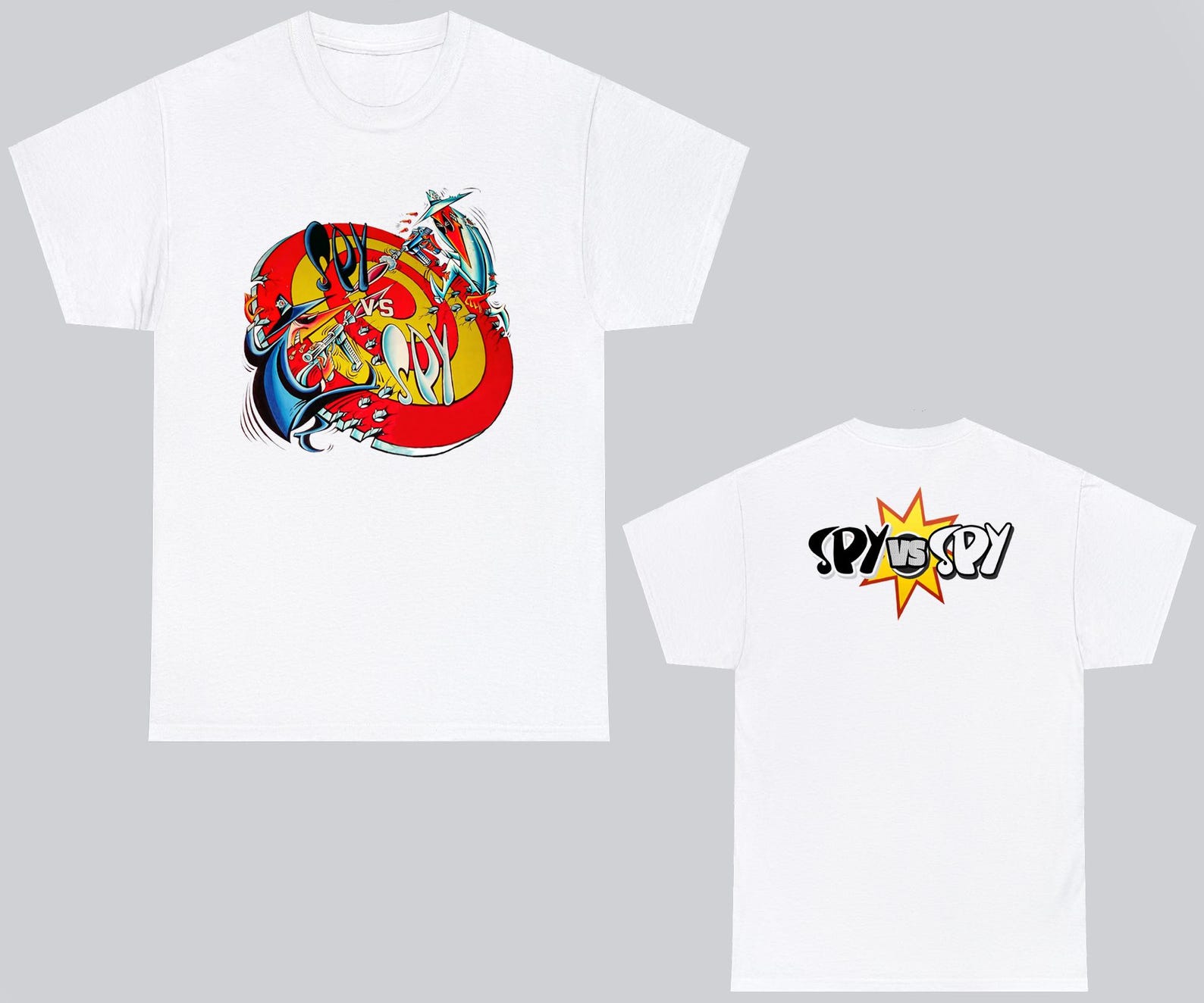 Spy vs Spy Movie Cartoon Logo White Gray T-Shirt Size S to 5XL S