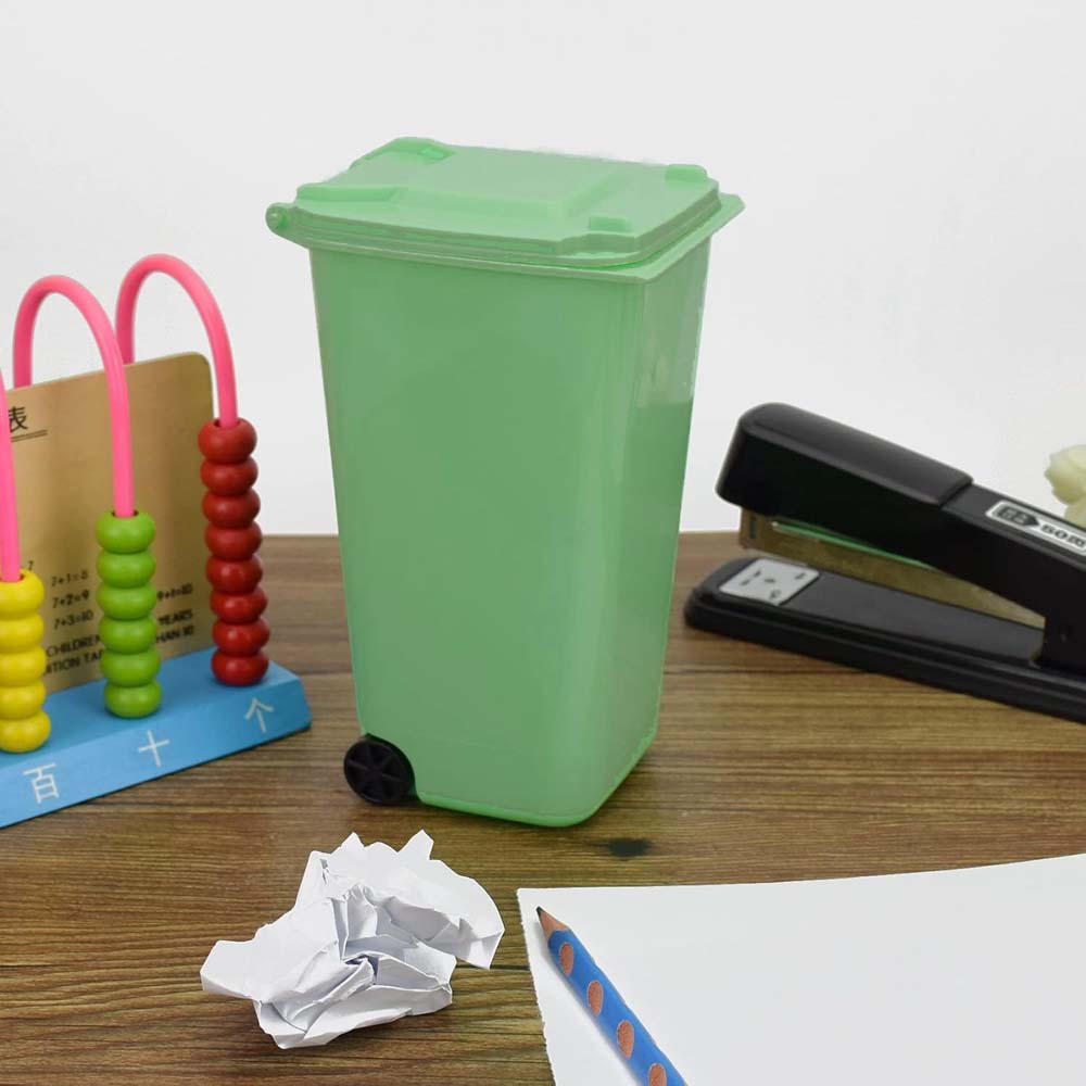 Creative Desktop Pen Holder with Lid Bin Shape, Interesting Multi-functional Pen Holder, Suitable for Cars, Bedrooms, Offices