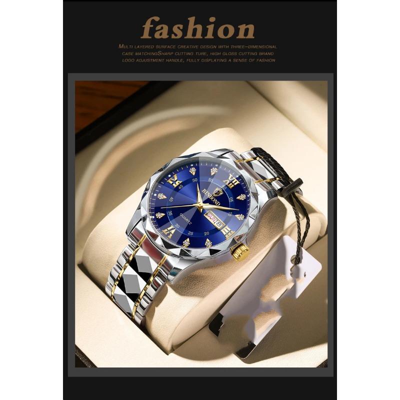 Top Brand Fashion Women's Watch Waterproof Luminous Watch Diamond Pointed Glass Double Calendar Trendy Casual Watch