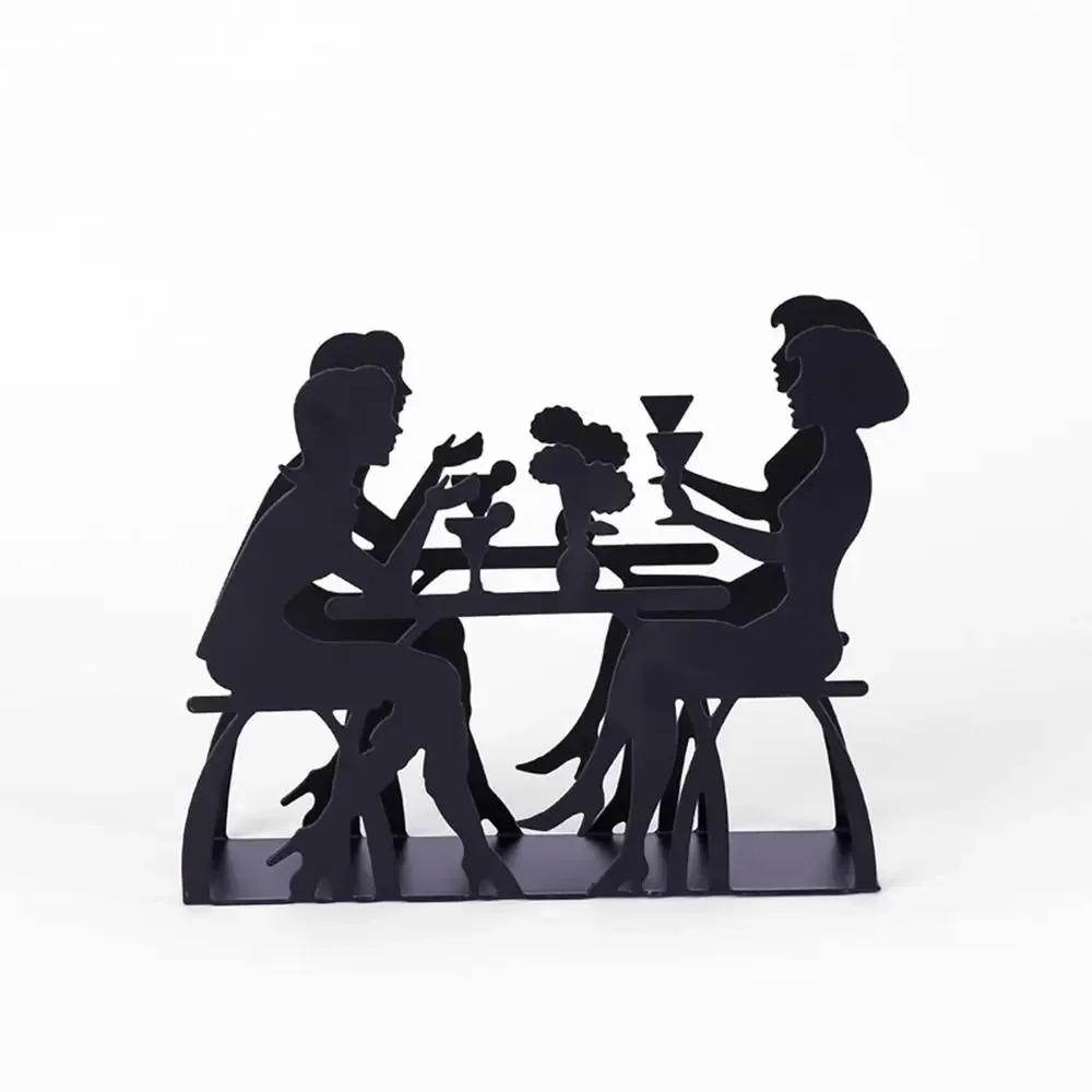 Schwarzer Papierhandtuchhalter Metall Modernes Taschentuch-Aufbewahrungselement Hohl Design Eisenkunst Schreibtischdekoration Zubehör