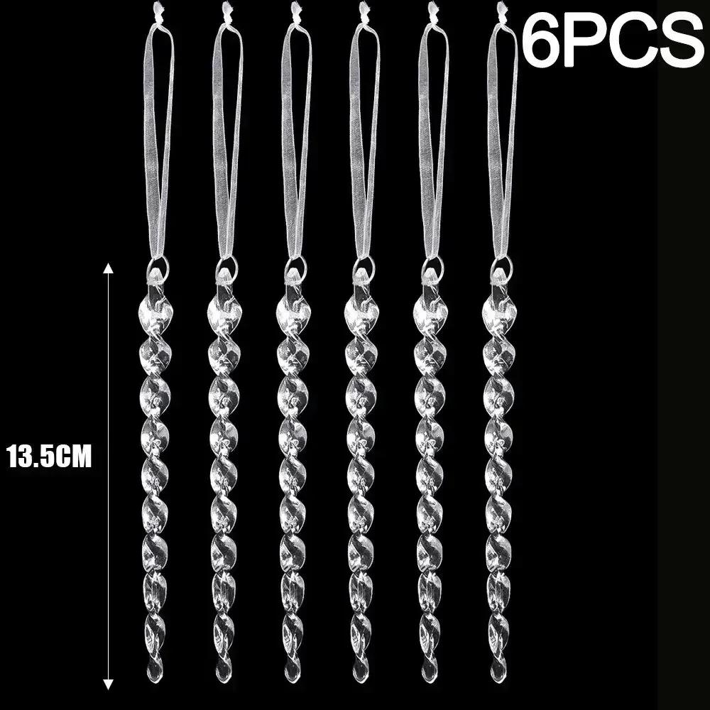 Clear Acrylic Snowflake Ornaments Christmas Tree Decorations Winter Wonderland Party Star Snowflake Icicle Shaped Crystal Decor