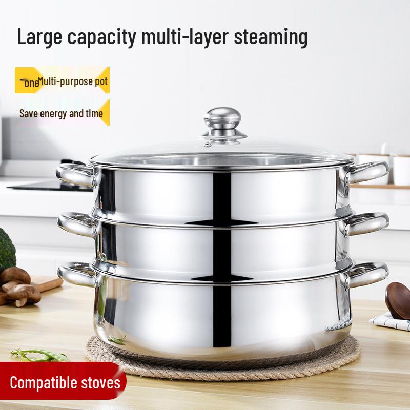 Multifunctional Stainless Steel Steamer Pot: Double To Five-Layer Design for Fish, Soup, and More