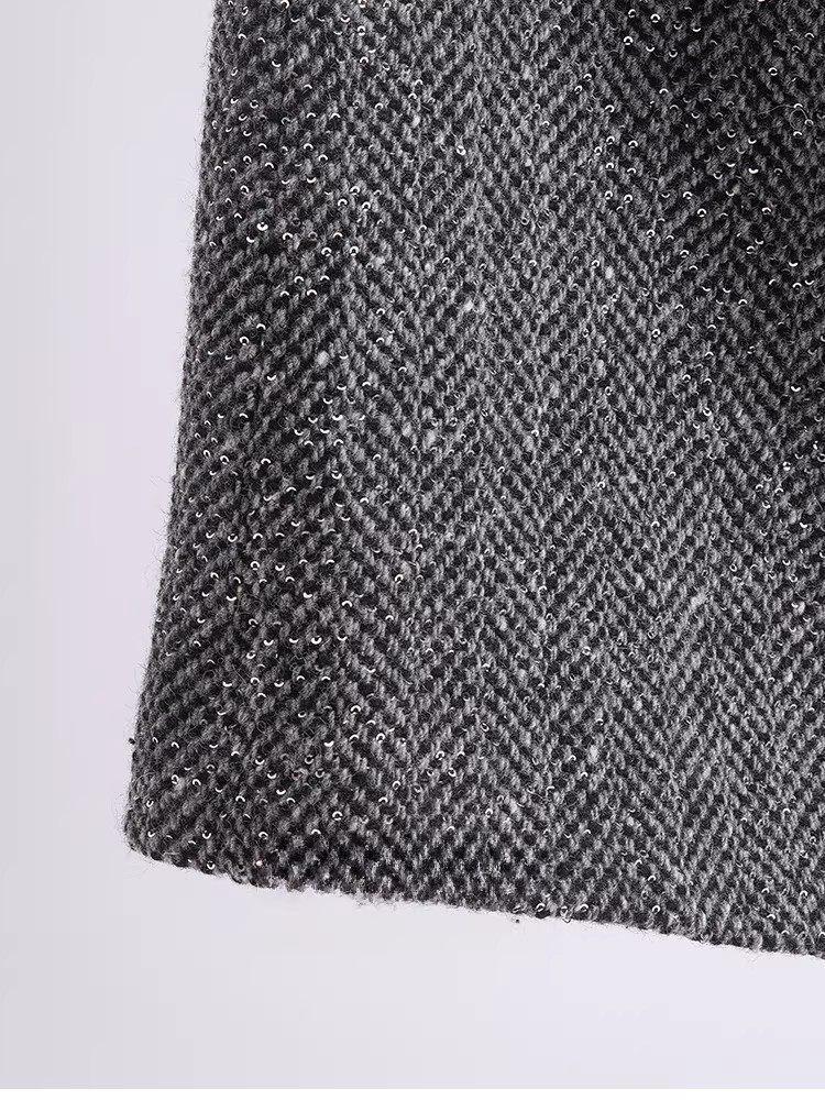 Ready Stock: New Year's Wool Blend Tweed Sequin Slimming Short Skirt