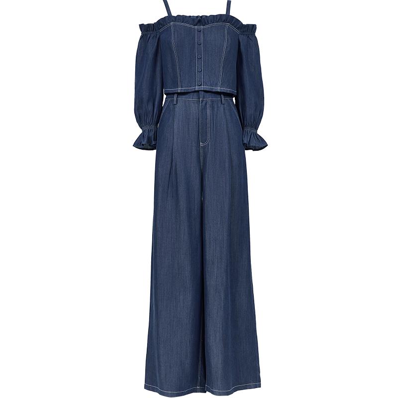 

VEROMODA Лиоцелл Деним Комбинезон Широкие Брюки Комплект из двух предметов S