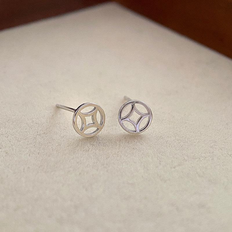 

Серьги из медных монет, полые серьги, маленькие, новый стиль, студенческий стиль