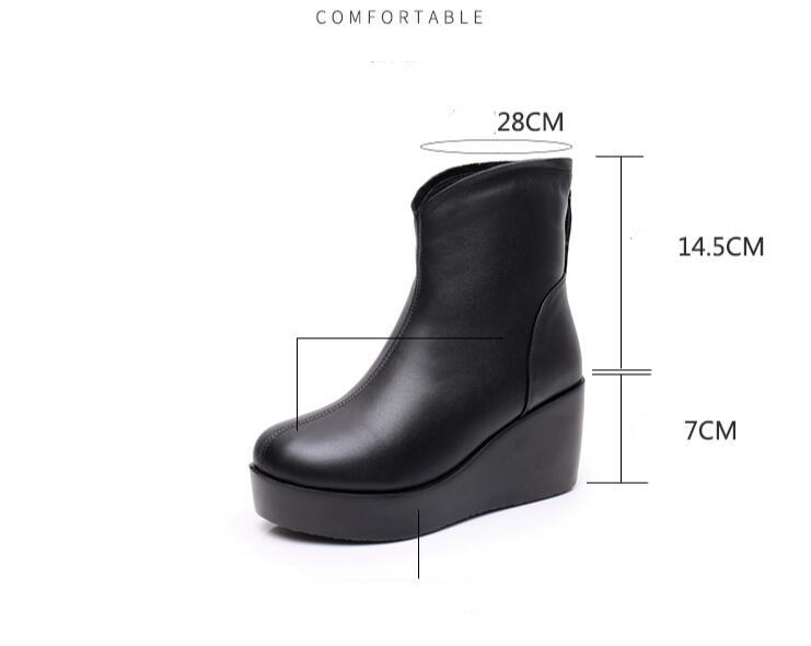 Fashion GKTINOO 2025 New Autumn Winter Women Shoes Woman Genuine Leather Wedges Snow Boots Height Increasing Short Women Boots Platform