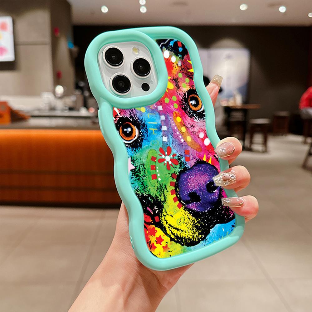Ae76 Dog Color Doodle Design Art Protective Phone Cases for Samsung S24 Plus S23 Ultra A14 A55 A06 Honor X9b Motorola OnePlus Big Wave TPU Back Cover