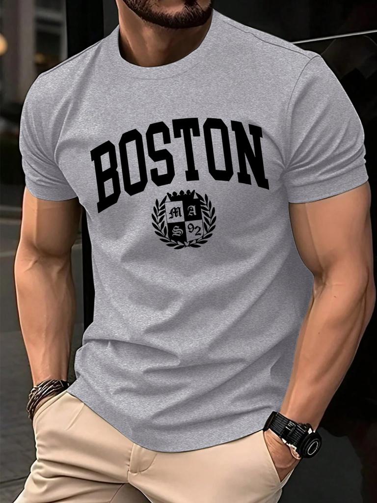 The Sacred Badge Of Boston Print Tee Shirts ONeck Loose Short Sleeve Trendy Cotton Sportswear Unisex Comfortable Summer TShirt