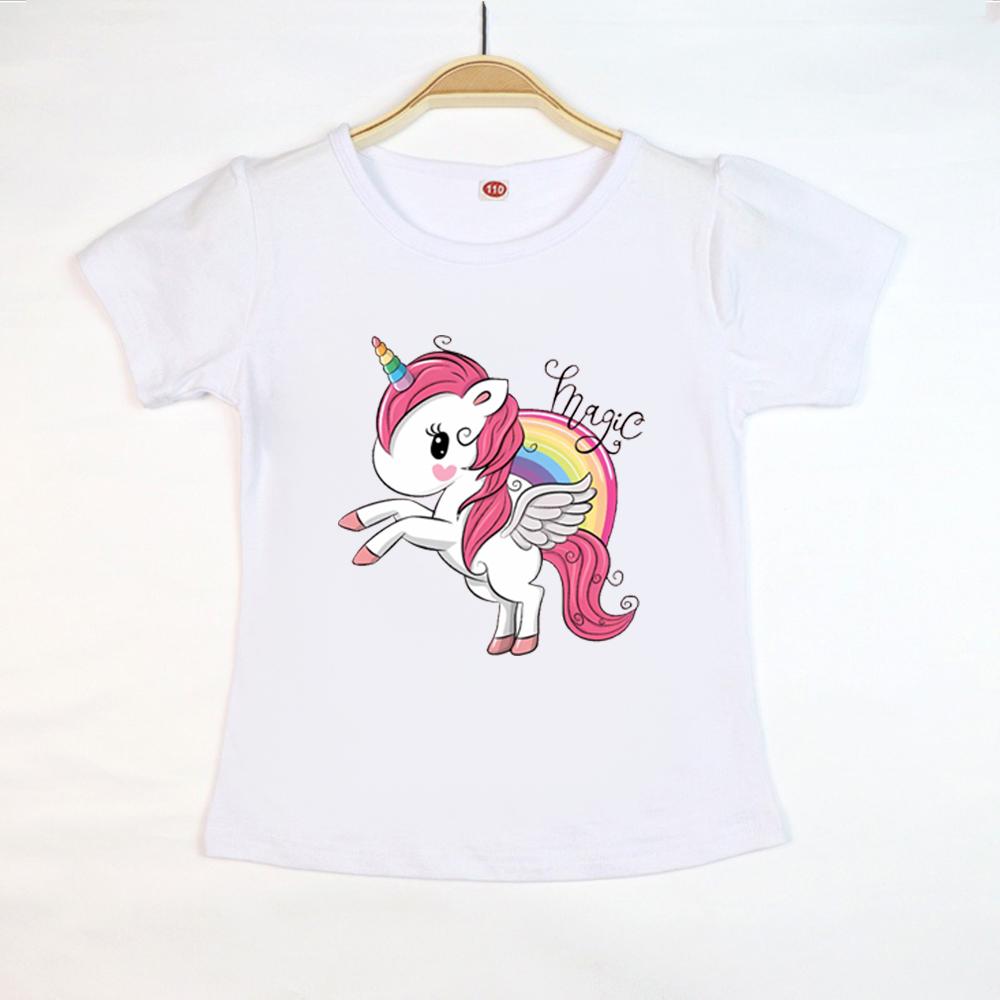 Kinder Oberteile T-Shirt Einhorn Kurzarm Neu Sommer Lässig Mode Vielseitige T-Shirts Kinder Rundhals Locker Basishemd T-Shirt
