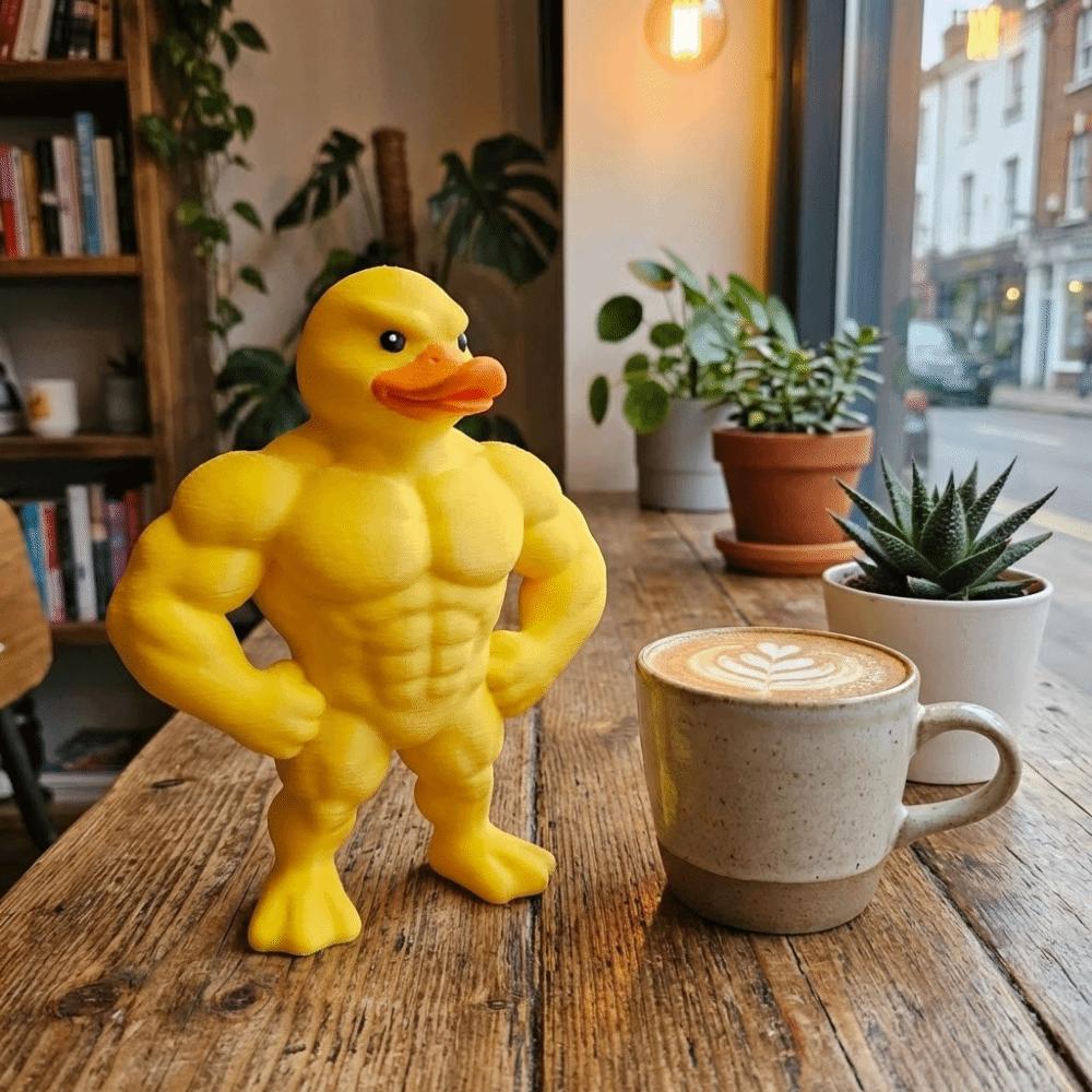 Defined Legs Muscle Duck Statue 3D Printed Muscular Duck Statue  Table Ornaments