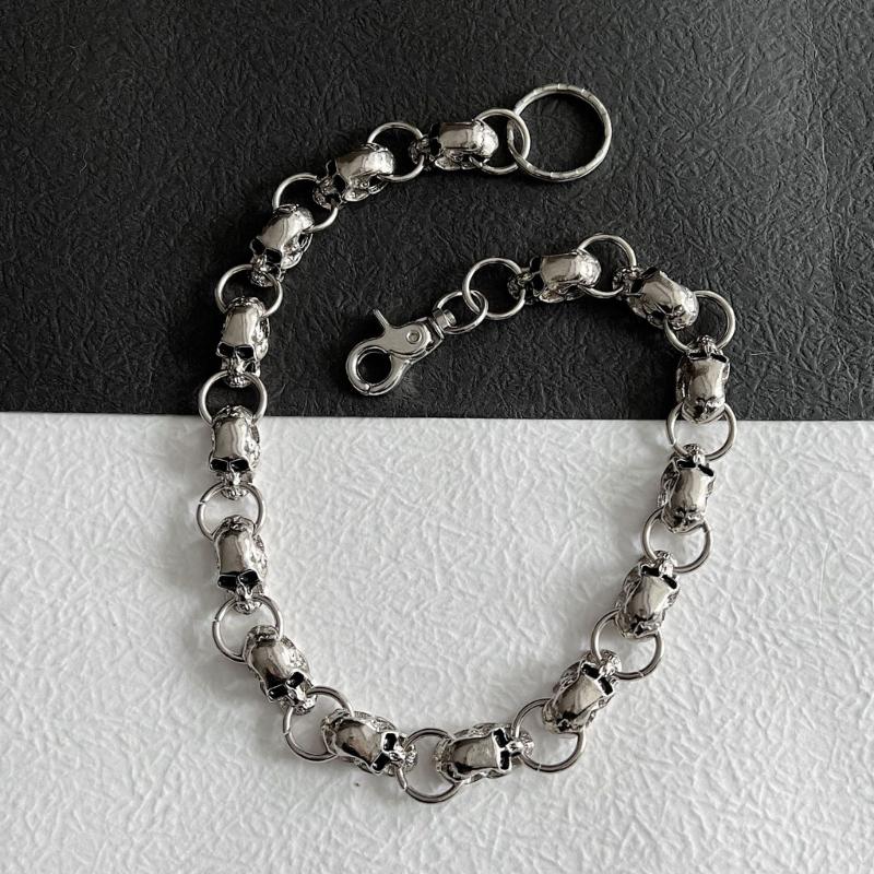 Biker-Decor Skull Wallet Chain with Hook Snap Closure Punk Skull Trouser Chain Hip-hop Cool Style Pant Chain Ornament