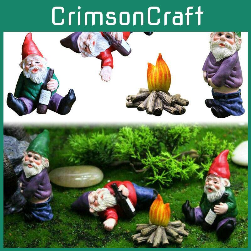 Creative Miniature Naughty Gnome Statues Set For Colorful Garden Ornamentation