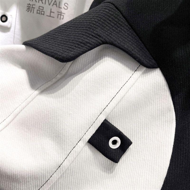 PoLo-Kragen Farbblock-Spleißpullover Damen Herbst Koreanische Version Locker Kurzer Abschnitt Locker Alles Passend Langärmlige Oberteile