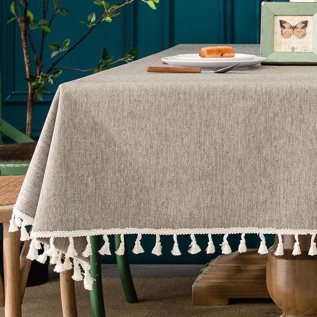 Rectangular Cotton And Linen Tablecloth Waterproof Antifouling Cover Outdoor Dining Table Cloth