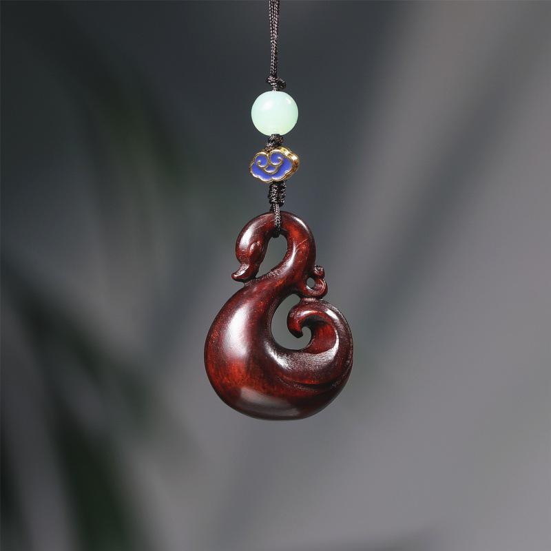 Green Sandalwood Rosewood Swan Pendant Keychain Charm