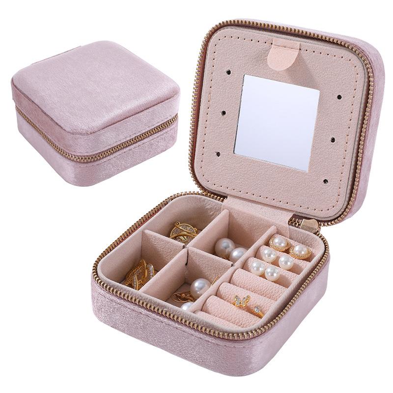 New portable velvet jewelry box, travel jewelry ring necklace, earrings, earrings, jewelry storage box wholesale