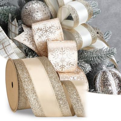 1 Roll 10 Yards 2.5Inch Christmas Ribbon Glitter Gift Wrapping Ribbon Vibrant Color Xmas Tree Ribbon DIY Crafts