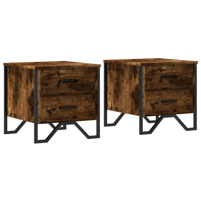 VidaXL Bedside Tables 2 Pcs Smoked Oak 40x41x40 Cm Engineered Wood, Side Table, Bedside Cabinet, Side Table for 848509