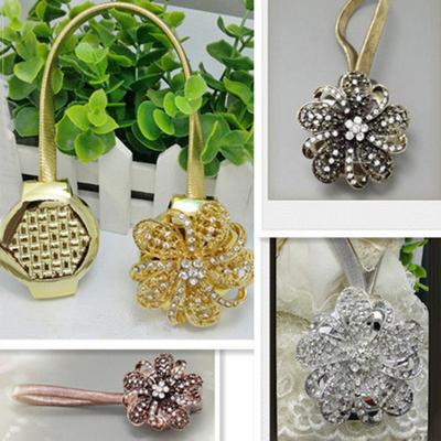1 Pc Rhinestone Flower Curtain Clip Buckle Magnetic Curtain Tie Back Holdback