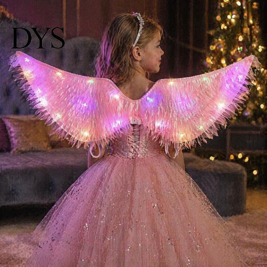 LED Costume Accessories Light-Up Angle Wing, Glowing Feather Wing for Kids Girls, Wings with Lights Fairy Props Christmas Halloween Stage Performance