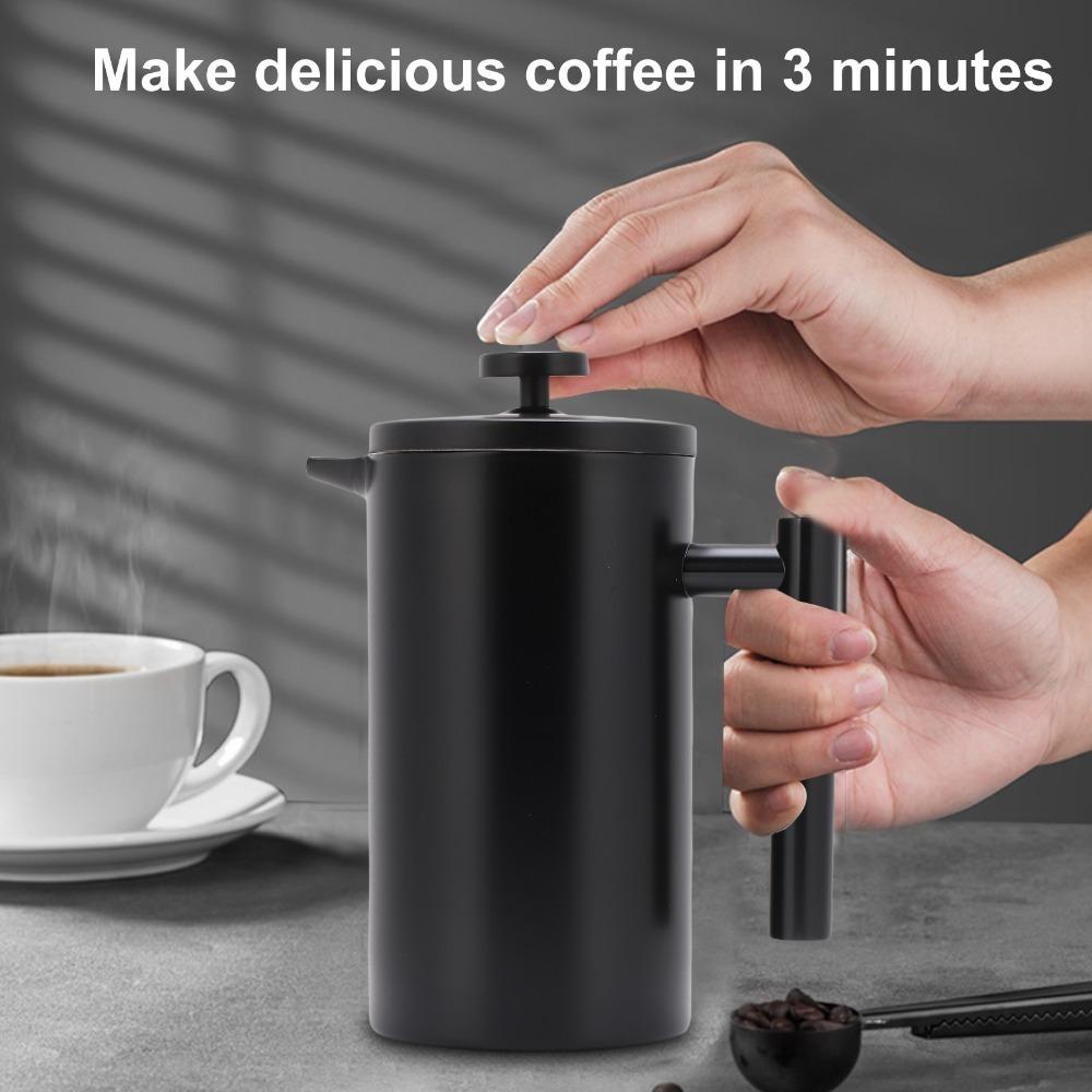 350ml Capacity Coffee Press Pot Double Wall Insulated Triple Filter Coffee Press  For Home Use