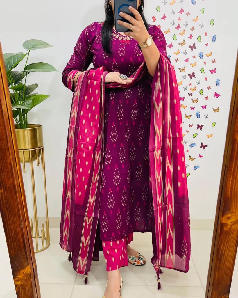 Beautiful Designer Party Wear Kurta Pant Dupatta Set Indian Pakistani Bollywood Tunic Kurti Salwar Suit