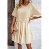 Elegant Short Sleeve Patchwork Dress Spring Summer Midi Dresses for Women