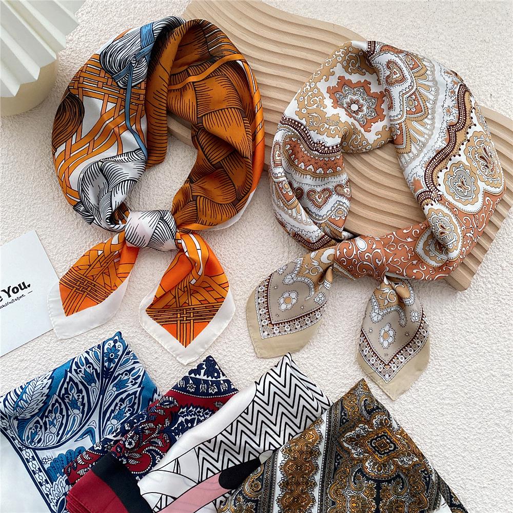 70 Silk Square Scarves for Women - Fashionable Lightweight Neck Protection for Spring, Summer, Autumn. Perfect for Matching Shirts & Ideal for Moms.