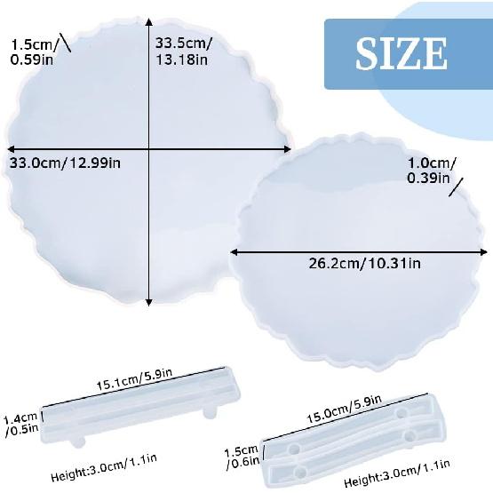 2 Size Large Silicone Tray Molds with Handles Molds 13 Inches Round Big Tray Resin Mold Irregular Geode Coasters Jewelry Plates Mold for Epoxy Resin
