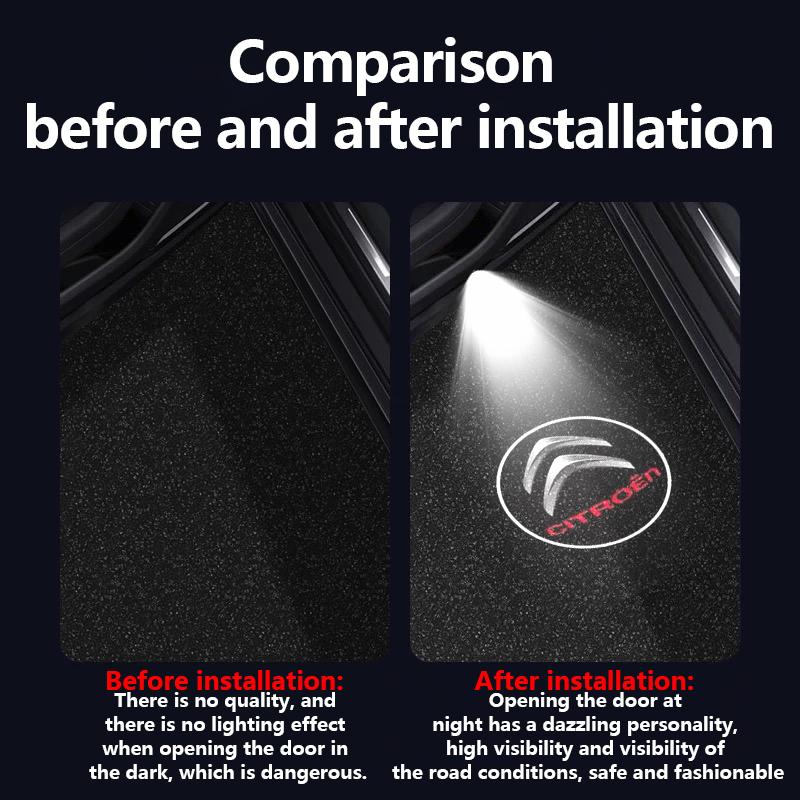 2Pcs Car Door Welcome Laser Led Projector Logo Light Wireless Car Accessorie For Citroen C4 C3 C5 C1 Berlingo Celysee Cactus