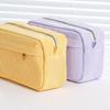 Cream Corduroy Pencil Case Big Capacity Square Shape Pen Case Pouch for Office School Supplies