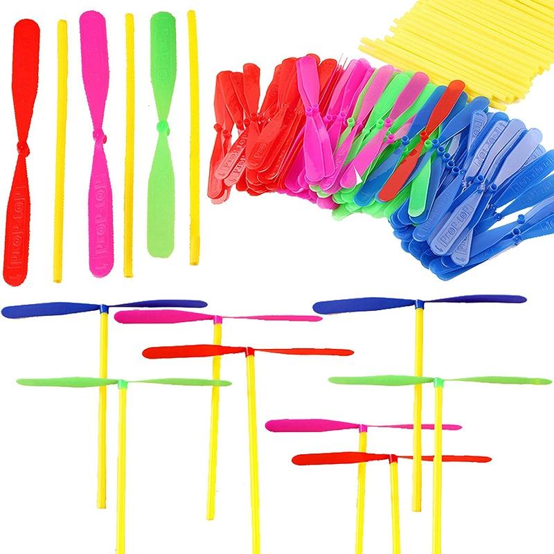 30/50Pcs Novelty Plastic Bamboo Dragonfly Propeller Outdoor Classic Toy Kid Gift Rotating Flying Arrow Multicolor Random Color