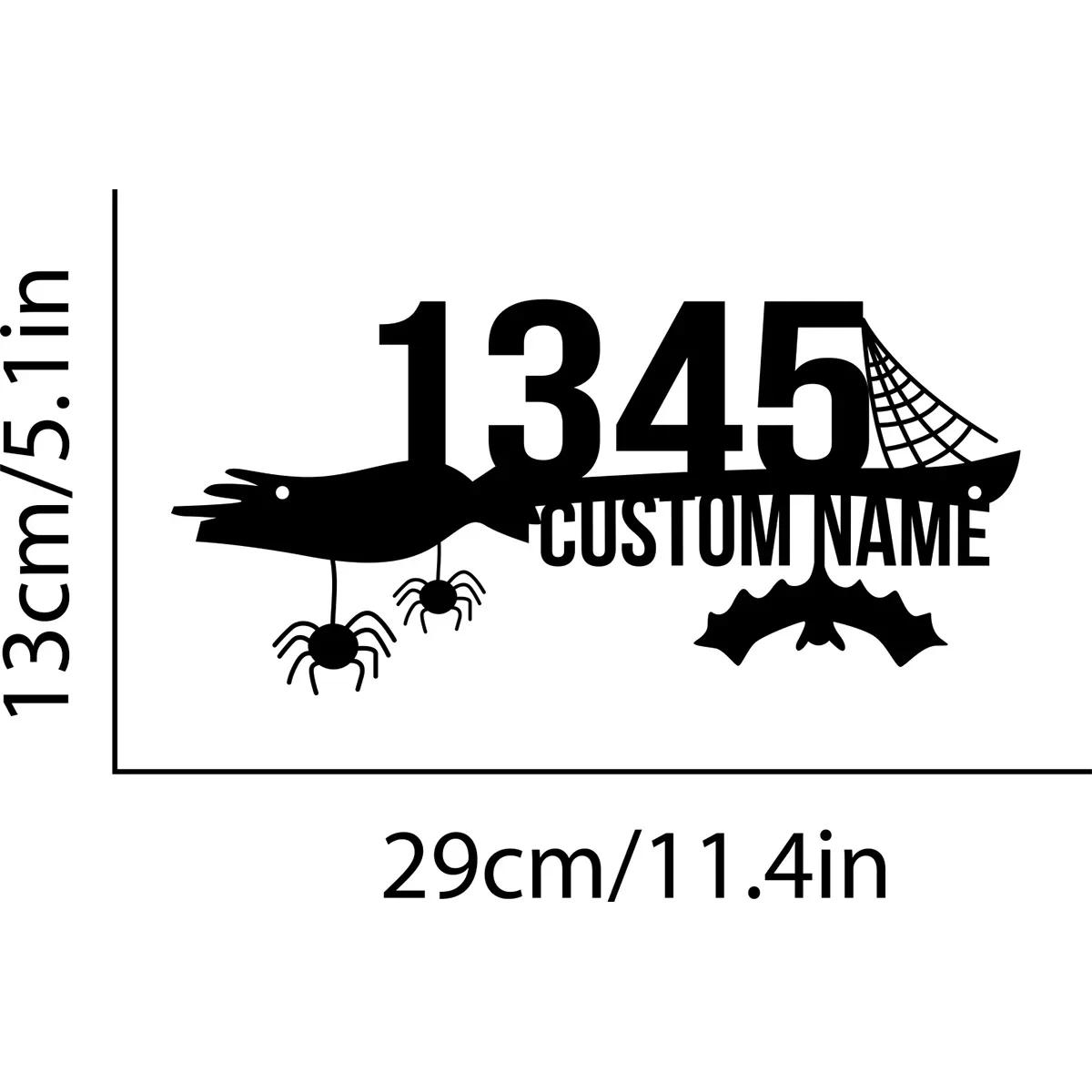 Custom Halloween Metal Sign House Number Outdoor Decor Personalized Address Plaque