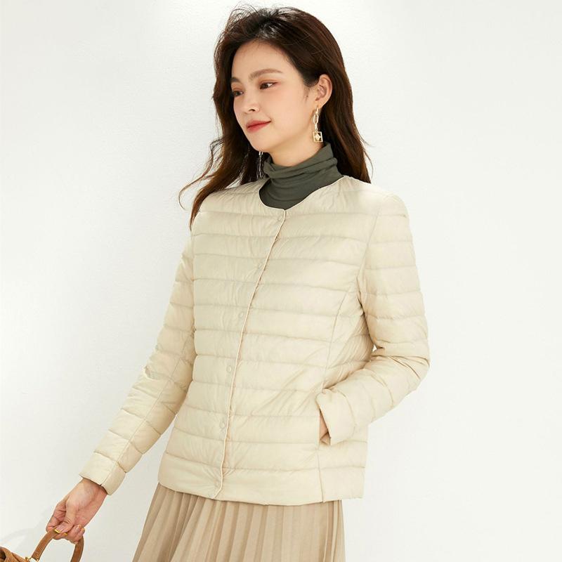 FiveFive Damen Modische Pufferjacke im Herbst für Damen, leichter, dünner, kurzer Daunenmantel
