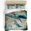Cartoon Whale Fish Cloud Sky Watercolor Duvet Cover With Pillow Case Custom 3pcs Bedding Set Quilt Cover Double Bed Home Textile