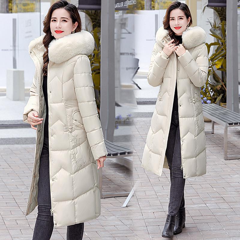 New cotton-padded clothes women's long over-the-knee winter cotton-padded clothes thickened large-size down cotton-padded jackets are trendy.