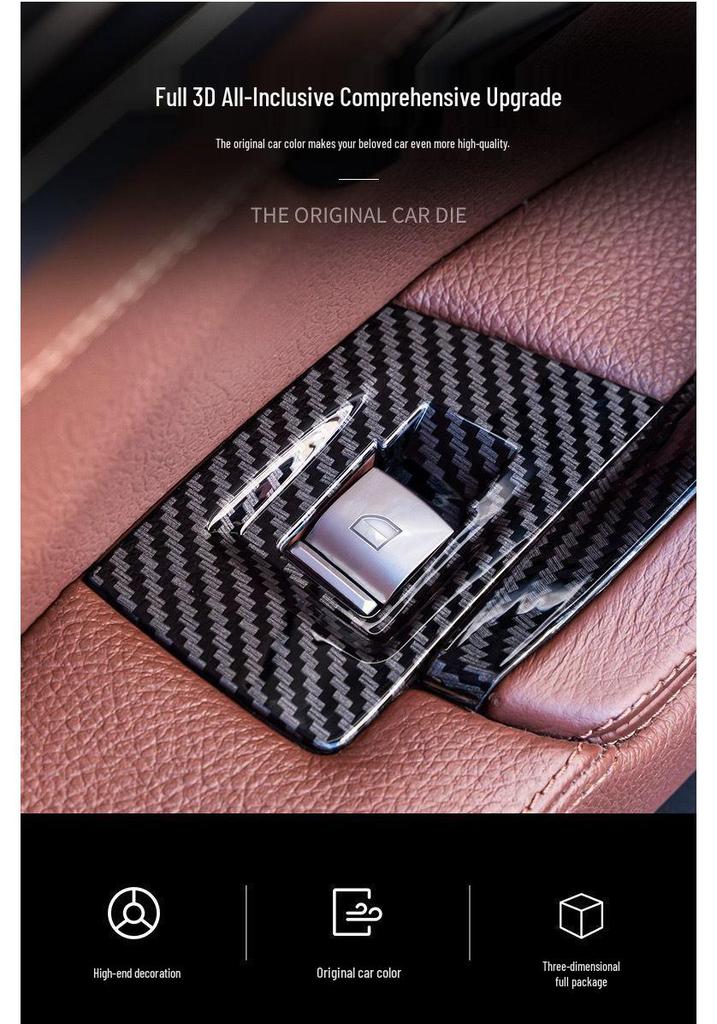 BMW 5 Series Interior Door Pull Handle Protective Cover Trim Sticker for 520/525/528/530 Models.
