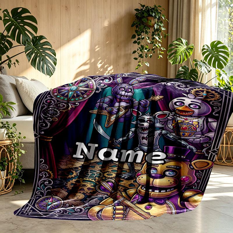 Custom Name Personalized Five Nights at Freddy's Print Blanket, Home Decor, Bedroom, Sofa, Camping, Couch, Gifts for Birthday Christmas