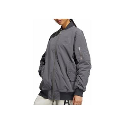 Neo Solid Color Print Logo Zip-Up Warm Jacket Women Jackets Grey IB2763